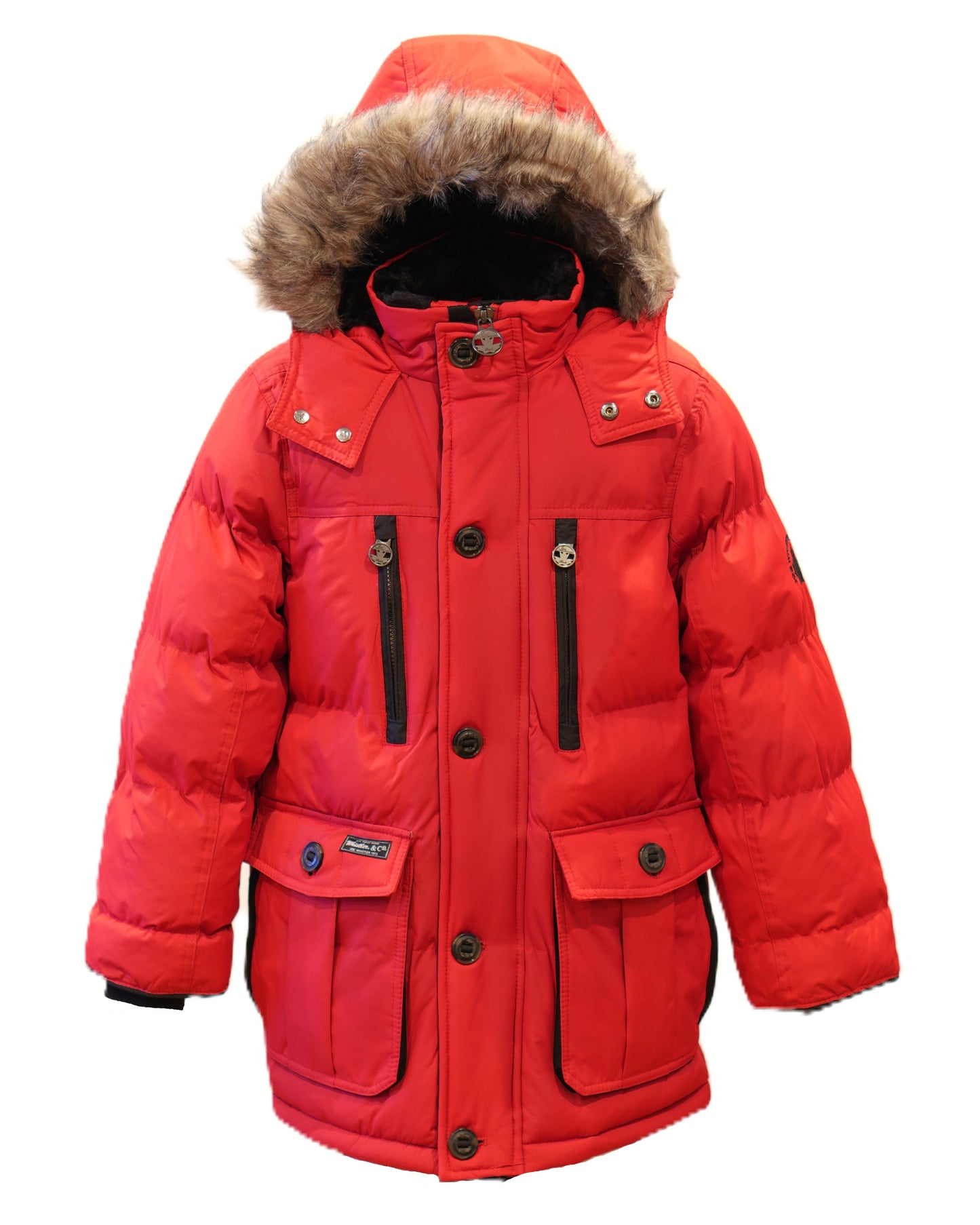 Boys Heavyweight 3/4 Parka Puffer Jacket with Removable Hood