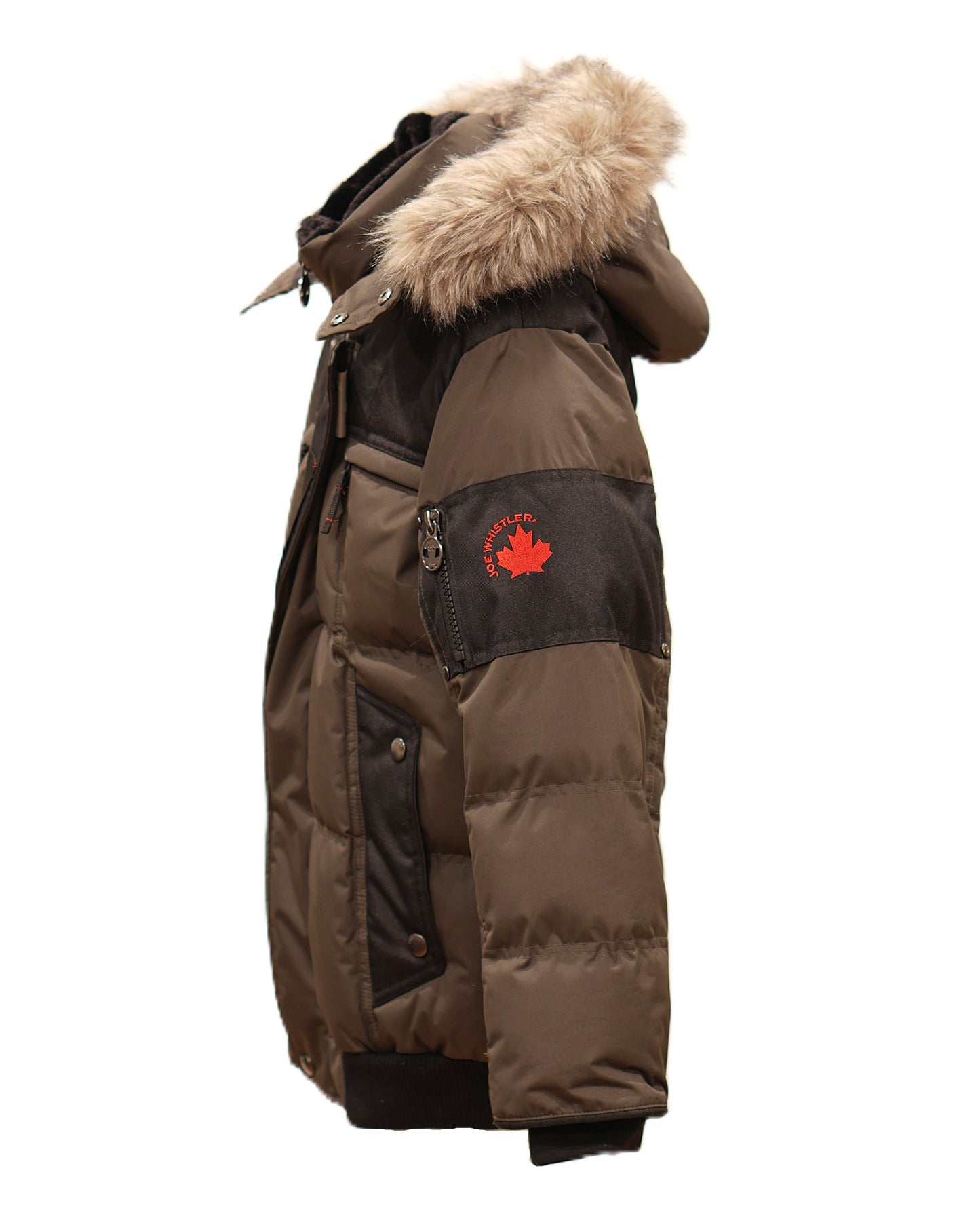 Boys Heavy Mix-Media Bubble Winter Jacket with Zip-off Hood and Removable Faux Fur