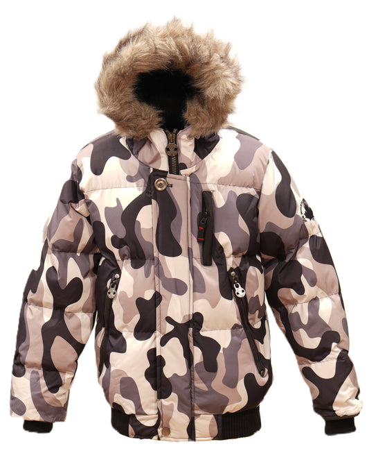 Boys Heavy Puffer Winter Jacket w/ Hood and Removable Faux Fur