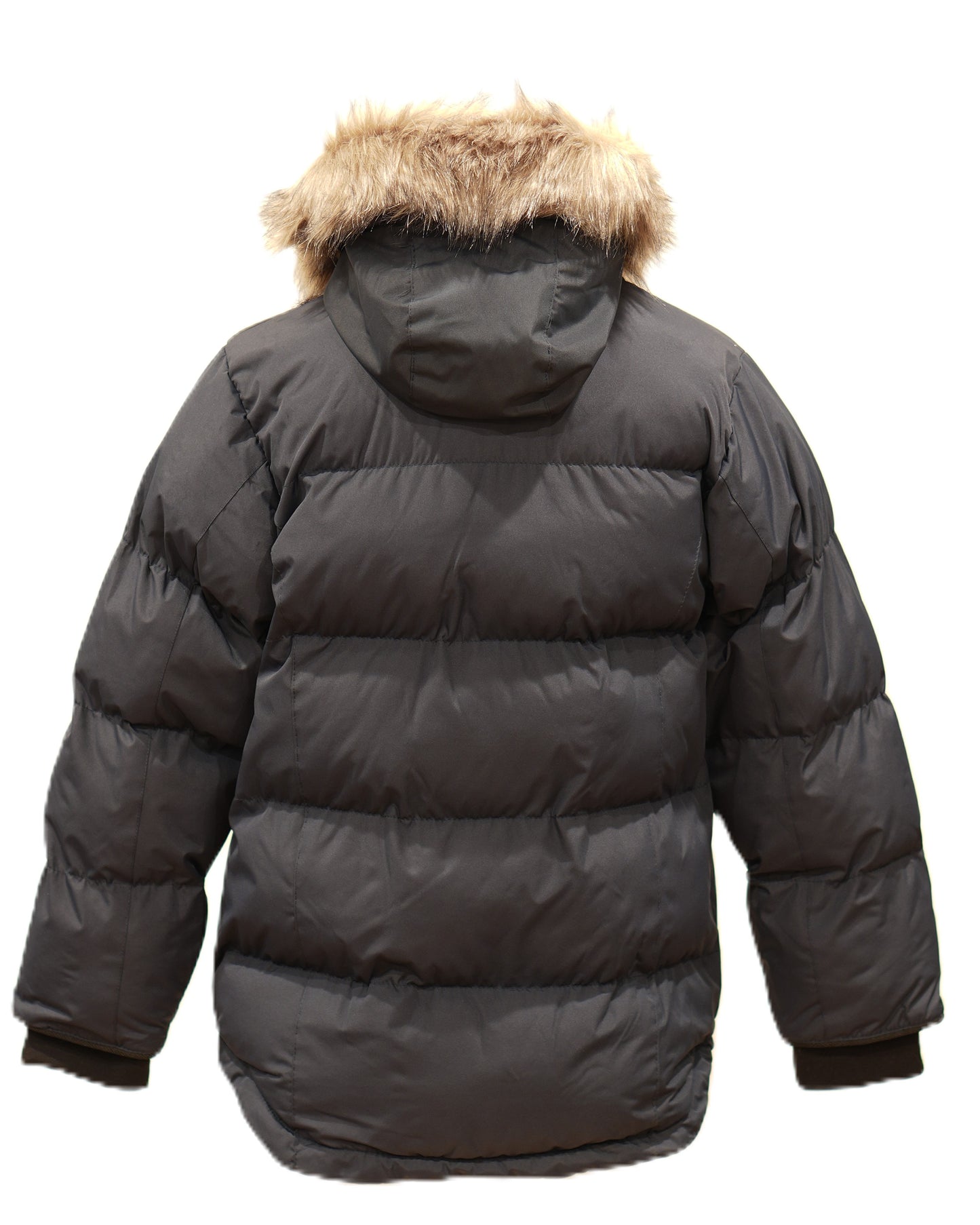 Boys Heavy Bubble Puffer Winter Mid-Length Jacket w/ Hood and Removable Faux Fur