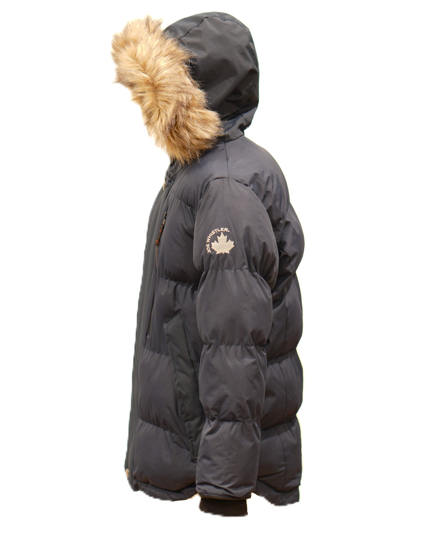 Boys Heavy Bubble Puffer Winter Mid-Length Jacket w/ Hood and Removable Faux Fur