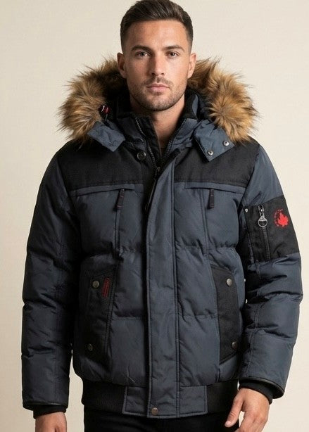 J Whistler- Milano Mix Media Puffer Bomber Jacket